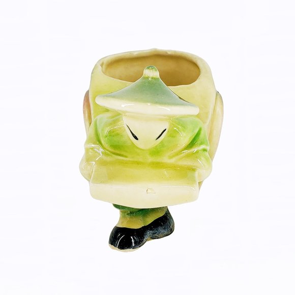 VTG Shawnee Pottery Planter Chinese Man Rickshaw Cart #539 USA Ceramic Asian - Picture 4 of 7